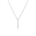 Polished silver vertical bar pendant necklace in minimalist stainless steel for women - Silver