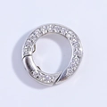 Macro detail of S925 sterling silver pave-set zircon lobster clasp for jewelry DIY - Silver Small Round Spring Clasp