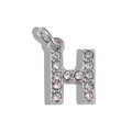 Silver letter H pendant with crystal zircon inlay for DIY necklace and jewelry making - Letter H / Silver