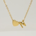 Collier minimaliste en acier doré 18K avec pendentifs cœur et lettre N - Lettre N(N) / Or