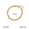 Detailansicht der 5mm 18K vergoldeten Figaro-Fußkette aus Edelstahl mit Verlängerung - 5mm Breite Figaro Stil(HC-A50005)