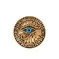 Goldene Horusauge Anstecknadel mit blauem Auge, ägyptische Brosche für Anzüge und Mäntel - Horusauge-Stil (D064-A) / Antikgold