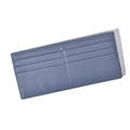 Slim dusty blue pebbled leather wallet with multiple card slots and fine stitching - Blue