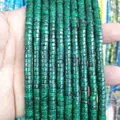Close-up of natural green stone spacer beads with unique dark mottled textures for DIY - Imperial Jasper 4