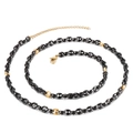 Minimalist black and gold coffee bean link necklace with adjustable lobster clasp extender - Black Gold Spliced Coffee Bean Necklace (KN113944-KFC)