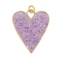 Sparkly purple glitter heart pendant charm with elegant gold-plated metal border - Lavender Glitter Heart Style (K108283M1-Lavender)