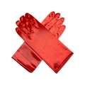 Elegantes guantes largos de satén rojo con acabado brillante para novias y gala de noche - Rojo