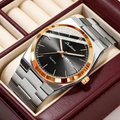 Elegant men's watch with silver-gold steel band and black dial in a luxury box - Two Tone Rose Gold Black Dial (EU Standard + Butterfly Clasp)