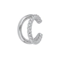 Double-layered silver ear cuff with rope texture and smooth finish for non-pierced ears - Single Piece / Silver