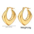 Polished 18K gold plated thick rhombus hoop earrings with 2.2cm diameter and clasp - Rhombus Hollow (MS-016) / Gold