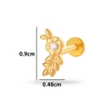 Gold titanium flower stud with round zircon and flat back, size 0.9cm x 0.48cm - Flower Style (T2511-10#) / Gold