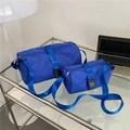 Blue waterproof nylon sports bag set in large and small sizes with shoulder straps - Large / Blue