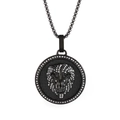 Hip hop black lion head pendant necklace with micro-pave white crystals for men - Black Lion Head Pendant With Black Box Chain (KN230167-K)
