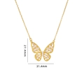Collar de mariposa dorada con circonitas y medidas de tamaño de 27,4 mm por 31,4 mm de ancho - Estilo Mariposa Dorado (A363)
