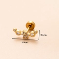 Orecchino a perno dorato per cartilagine con zirconi da 1,3 cm e asta in acciaio inox - Oro 5# (Fiore Arco)