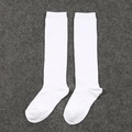White ribbed knit over-the-knee high socks for girls in soft cotton blend material - One Size (7-12Y) / Pure White