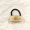 Golden diamond textured metal hollow ponytail holder with a high-elastic black hair tie - Gold Diamond Lattice 5cm