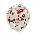 Clear latex party balloon with red metallic confetti sequins for festive decorations - Red Sequin
