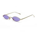 Retro narrow oval sunglasses with gold metal frame and purple translucent lenses - Gold Frame Purple Lens