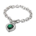 Edelstahlarmband mit OT-Verschluss, grünem Herz-Edelstein und Perlenrand-Anhänger - Silber Grün Herz Stil (KB162177-Z)