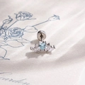 Exquisite titanium heart stud earring featuring blue zircon and marquise stones for women - Blue