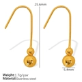 Polished gold stainless steel gourd water drop earrings with dimensions 25.6mm - Double Ball Gourd Style (EH568) / Gold