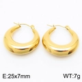 Pendientes de aro ovalados de acero inoxidable dorado pulido de 25x7mm - Color Dorado (KE110817-KFC) / 25x7mm / Dorado