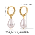 French vintage style starfish pearl drop earrings with gold plating and size labels - Gold Hoop With White Teardrop Pearl Drop (KE1126-2)