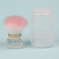 Pennello cipria sfumato rosa con manico in cristallo trasparente e cappuccio tondo - Pennello per unghie sfumato rosa trasparente a forma di fiore con scatola