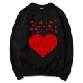 Felpa nera a girocollo con grande grafica a cuore rosso su sfondo bianco puro - S / Nero Slogan