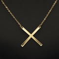 Minimalist golden X-shaped alphabet pendant necklace with elegant thin chain for women - Gold X