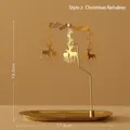 Golden Christmas reindeer rotating candle holder with festive carousel charms - Type J: Christmas Reindeer (No Tray)