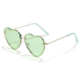 Lunettes de soleil cœur sans monture avec verres vert clair et cadre doré fin - Monture Or Vert