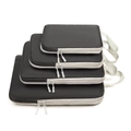 Set de quatre organisateurs de voyage compressibles en nylon noir imperméable - Set de 4 pièces / Noir
