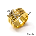 Meerlagige 18k goud vergulde ring met fonkelende strassteentjes en maataanduidingen - US 6 / Goud