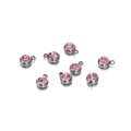 Vue détaillée de huit pendentifs en acier inoxydable doré avec zircons roses de 6 mm - 20 Pièces / 11.5g / Cadre Couleur Acier / Zircone Rose
