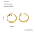 Pendientes de aro en forma de estrella de acero inoxidable con baño de oro de 18K - Estrella Calada (ZXG1350) / Dorado