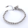 Pulsera de cuentas de acero inoxidable pulido con una cuenta mate y cierre de langosta - Color Acero