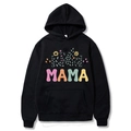 Felpa con cappuccio nera Mama Est 2025 coquette con grafica floreale e tasca a marsupio - S / Nero