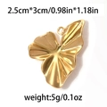 Vintage 18K gold plated stainless steel leaf pendant featuring realistic metallic wrinkles - Gold Pleated Leaf