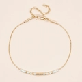 Verstelbare gouden Miyuki kralenarmband met witte accenten en karabijnsluiting Morse - Wit Groen Goud Mix (MI-B220336K)