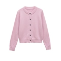 Chaqueta de punto rosa con cuello redondo de mezcla de lana y botones en un fondo blanco - S / Rosa