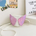 Bolso bandolera blanco con lentejuelas para niña con alas púrpuras holográficas - Blanco