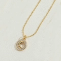 French vintage style gold necklace with a sparkling rhinestone crescent moon pendant - Moon