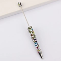 DIY beadable pen featuring a colorful leopard print grip and polished silver metal rod - 49# Pattern (Colorful Leopard)