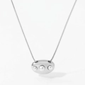 Collana argento con pendente a ciottolo lucido e tre perle su catena a serpente - Collana d'Argento (D1275)