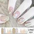 LTMZ 031 nail polish wraps featuring metallic shell patterns and hand-drawn line art - MZ-031 Gold Wave Shell
