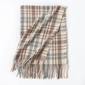 Klassieke Britse ruit sjaal in bruin en grijs ruitpatroon met franjes aan de rand - 65*200cm / Khaki Beige Ruit