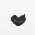 Detail shot of heart-shaped black leather charm with premium stitched edges and soft texture - Without Buckle / Black