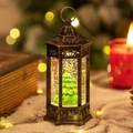 Bronze vintage Christmas lantern with internal Christmas tree and glitter snow effect - Vintage Hexagonal Christmas Tree